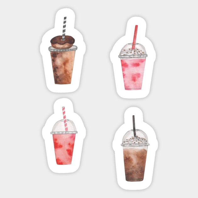 Milkshake - coffee set Sticker by GinaaArts